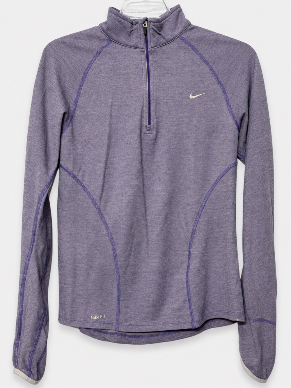 New Nike Women’s FitDry Wool-Blend Quarter-Zip Running Top – Purple